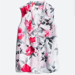 Floral Rose Sleeveless Blouse S